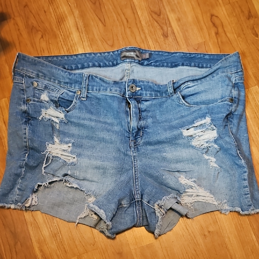 Torrid Blue Distressed Jean Shorts